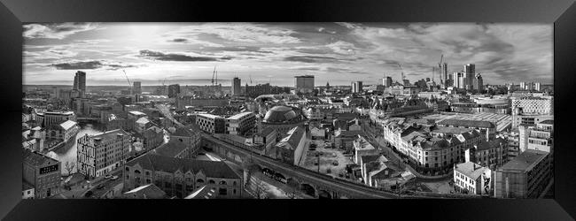Leeds City Black and White Framed Print by Apollo Aerial Photography