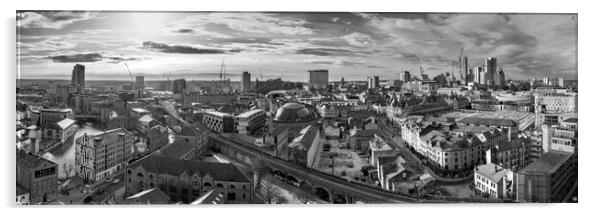 Leeds City Black and White Acrylic by Apollo Aerial Photography