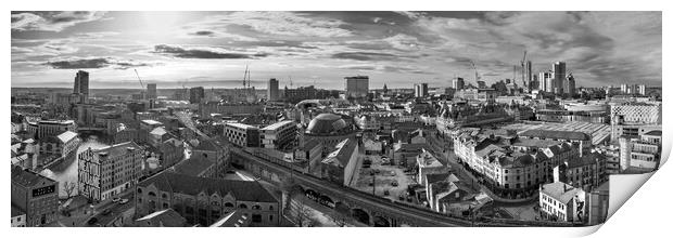 Leeds City Black and White Print by Apollo Aerial Photography