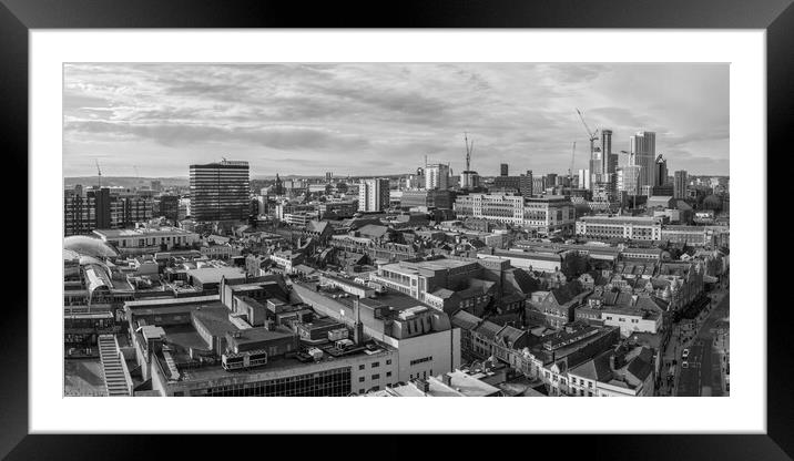 Leeds Black and White Framed Mounted Print by Apollo Aerial Photography