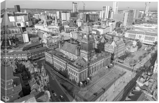 Leeds Town Hall Black and White Canvas Print by Apollo Aerial Photography