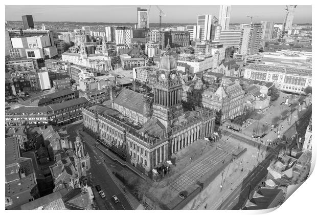 Leeds Town Hall Black and White Print by Apollo Aerial Photography