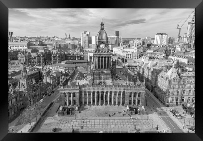 Leeds Town Hall Black and White Framed Print by Apollo Aerial Photography