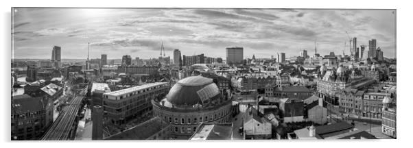 Leeds Panorama Black and White  Acrylic by Apollo Aerial Photography