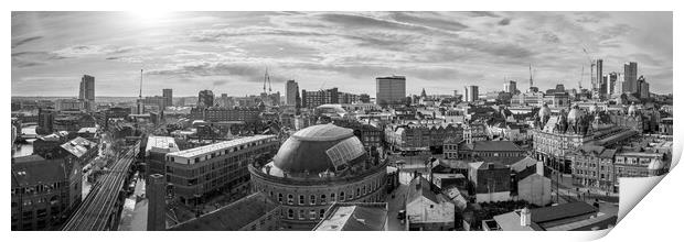 Leeds Panorama Black and White  Print by Apollo Aerial Photography