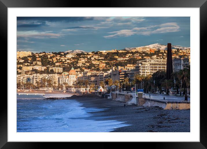City Skyline of Nice in France at Sunrise Framed Mounted Print by Artur Bogacki