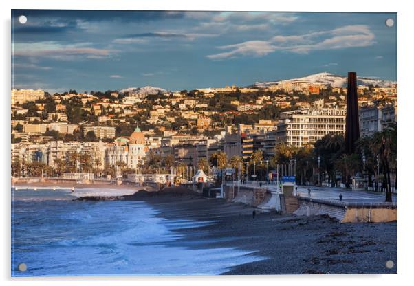 City Skyline of Nice in France at Sunrise Acrylic by Artur Bogacki