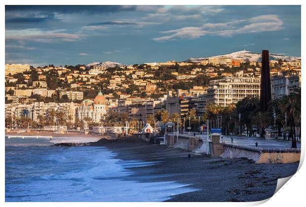City Skyline of Nice in France at Sunrise Print by Artur Bogacki