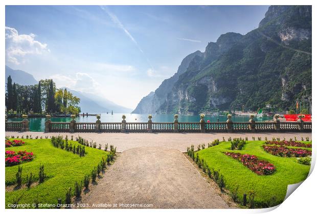 Gardens on the lake Garda. Riva del Garda, Italy Print by Stefano Orazzini