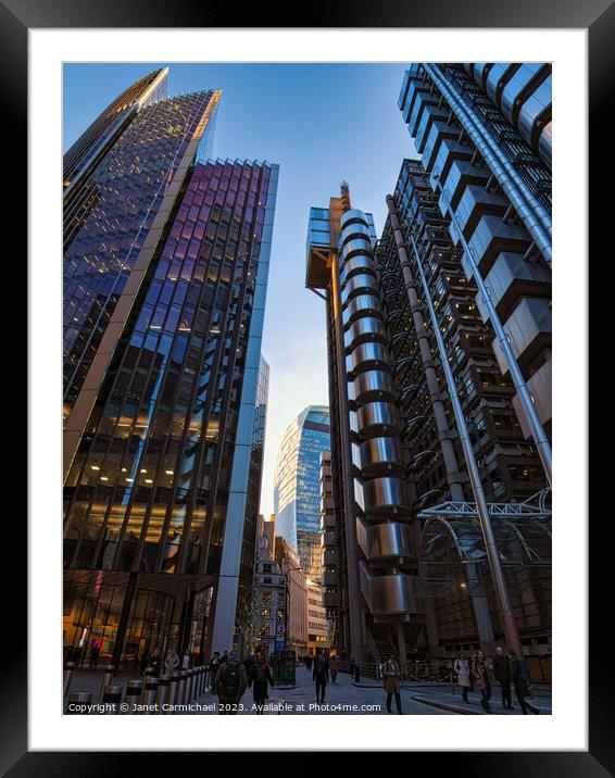 Dazzling London Financial District Framed Mounted Print by Janet Carmichael