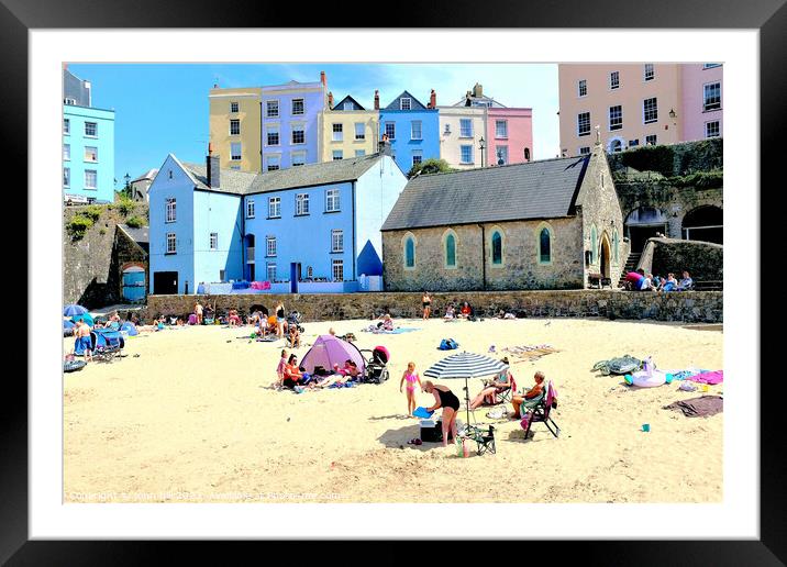 Harbor beach, Tenby, South Wales, UK. Framed Mounted Print by john hill