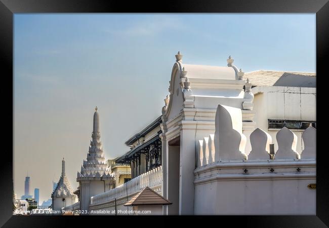 White Wall Exit Entrance Grand Palace Bangkok Thailand Framed Print by William Perry