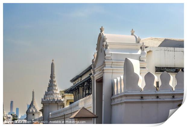 White Wall Exit Entrance Grand Palace Bangkok Thailand Print by William Perry