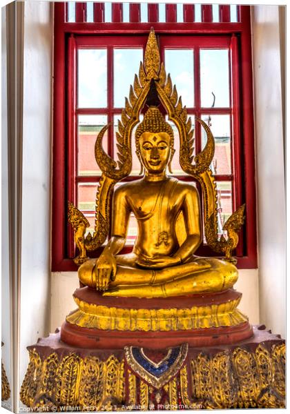 Fire Buddha Loha Prasat Hall Wat Ratchanaddaram Worawihan Bangko Canvas Print by William Perry