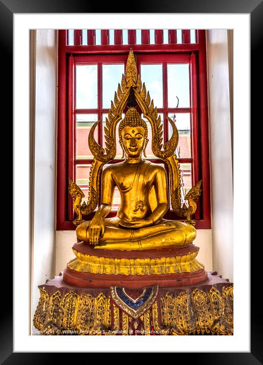Fire Buddha Loha Prasat Hall Wat Ratchanaddaram Worawihan Bangko Framed Mounted Print by William Perry