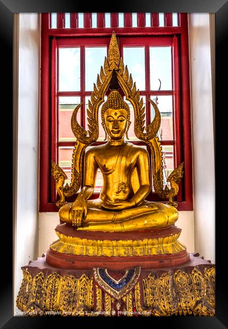 Fire Buddha Loha Prasat Hall Wat Ratchanaddaram Worawihan Bangko Framed Print by William Perry