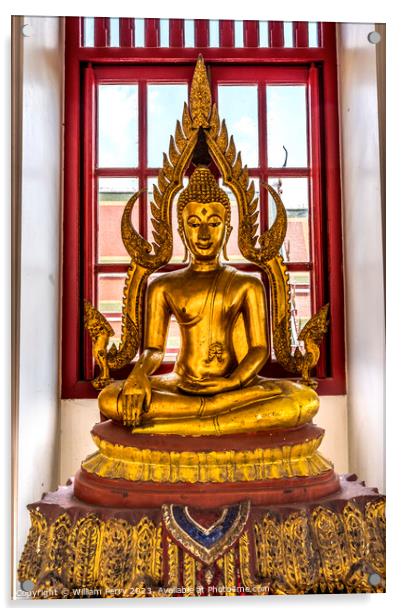 Fire Buddha Loha Prasat Hall Wat Ratchanaddaram Worawihan Bangko Acrylic by William Perry