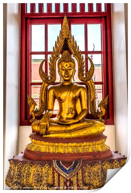 Fire Buddha Loha Prasat Hall Wat Ratchanaddaram Worawihan Bangko Print by William Perry