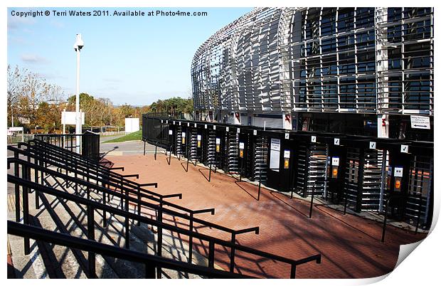 The Ageas Bowl/Rose Bowl turnstiles and steps Print by Terri Waters