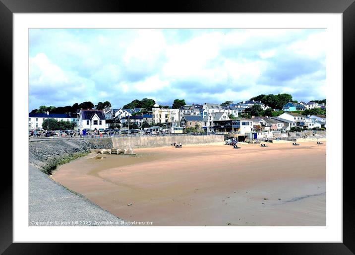 Beach and town, Saundersfoot, South Wales, UK. Framed Mounted Print by john hill