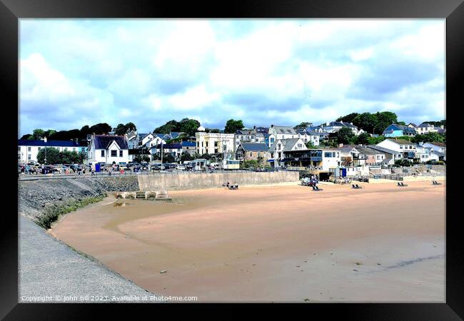 Beach and town, Saundersfoot, South Wales, UK. Framed Print by john hill