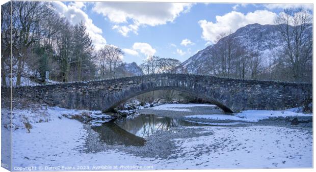 Grange bridge in snow Canvas Print by Darrell Evans