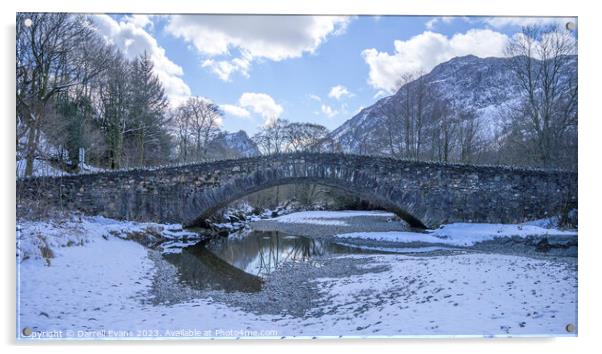 Grange bridge in snow Acrylic by Darrell Evans