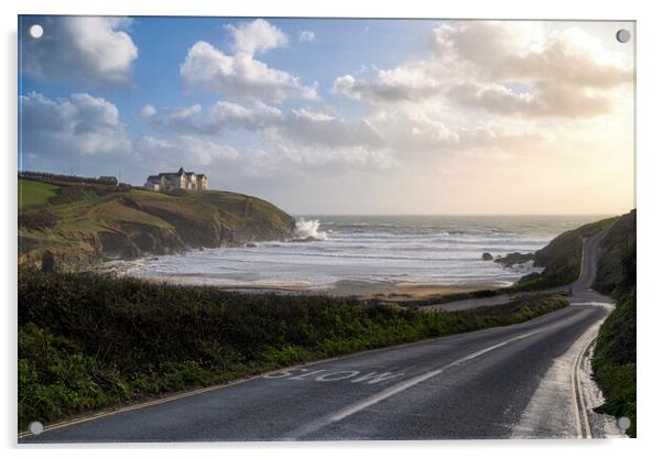 Poldhu Cornwall storm Acrylic by kathy white