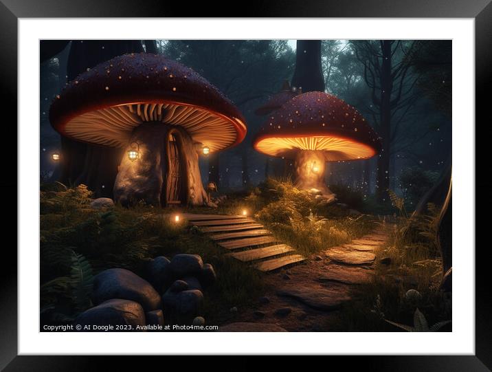 Mystical Mushrooms Framed Mounted Print by Craig Doogan Digital Art