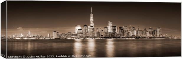 New York cityscape panorama in sepia Canvas Print by Justin Foulkes