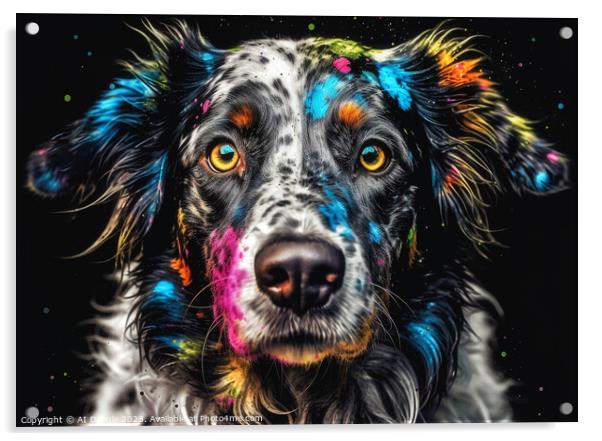 Colour Splash Border Collie Acrylic by Craig Doogan Digital Art