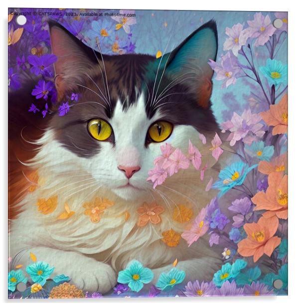 FLOWER CAT Acrylic by CATSPAWS 