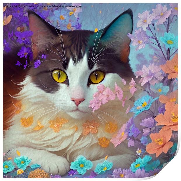 FLOWER CAT Print by CATSPAWS 
