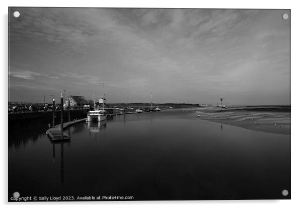 Moody Monochrome of Wells Harbour Acrylic by Sally Lloyd