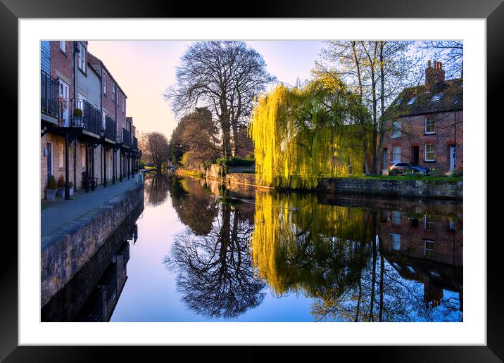 Tranquil Canal Waters Reflect Ripons Scenic Beauty Framed Mounted Print by Tim Hill