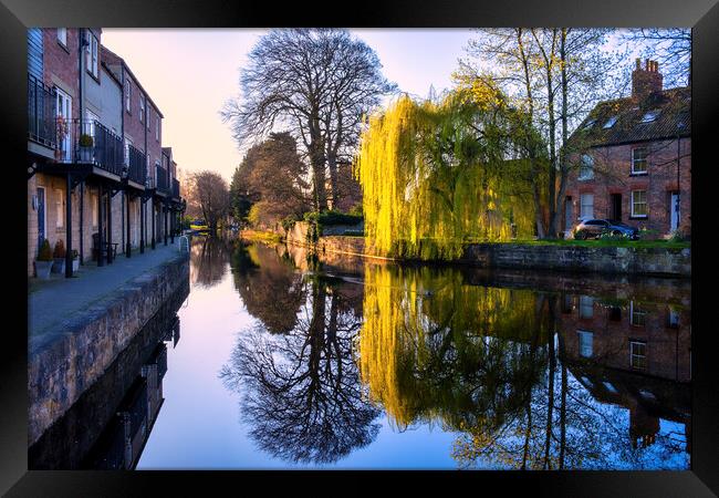 Tranquil Canal Waters Reflect Ripons Scenic Beauty Framed Print by Tim Hill