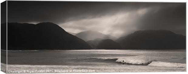 Lone Surfer Canvas Print by Creative Photography Wales