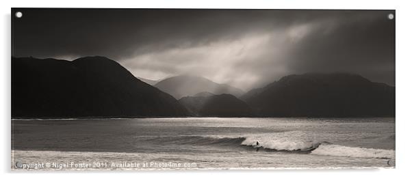 Lone Surfer Acrylic by Creative Photography Wales