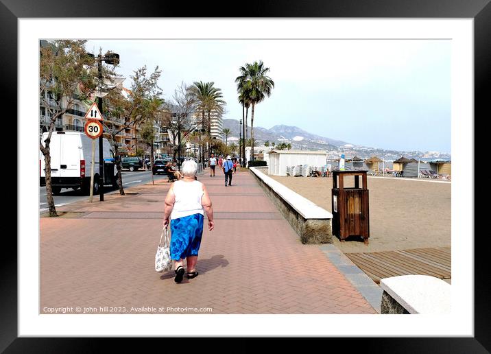 Paseo Maritimo promenade, Fuengirola, Spain. Framed Mounted Print by john hill