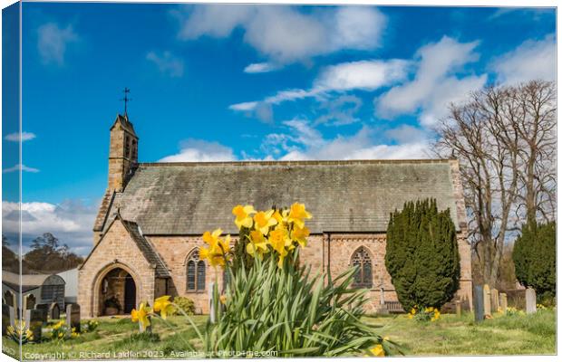 St Marys Parish Church, Hutton Magna, Teesdale in Spring Canvas Print by Richard Laidler
