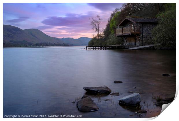Boathouse and Jetty Print by Darrell Evans