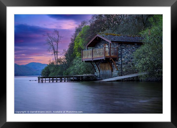 Lakeside Boathouse Framed Mounted Print by Darrell Evans