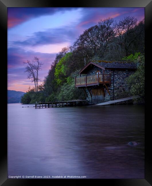Evening at the Boathouse  Framed Print by Darrell Evans