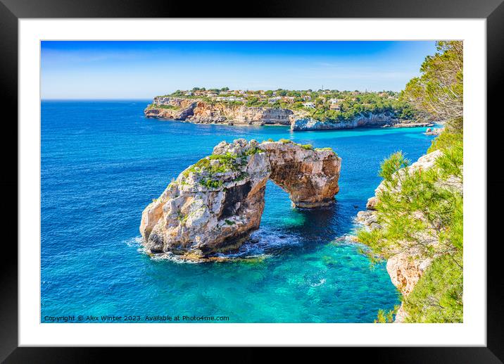 Es Pontas Majorca, natural arch in the southeast of the island of Mallorca Spain Framed Mounted Print by Alex Winter