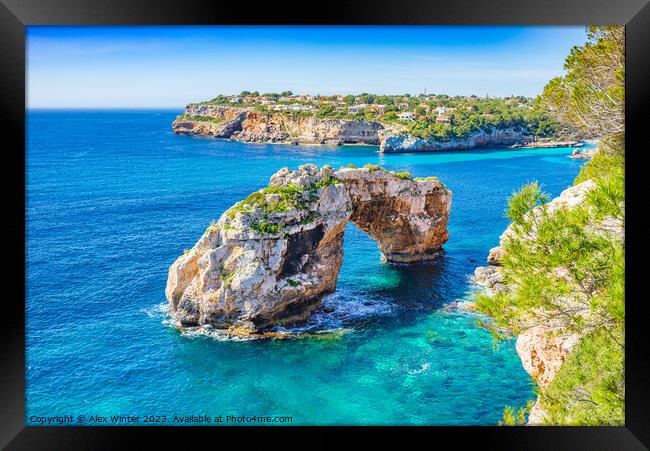 Es Pontas Majorca, natural arch in the southeast of the island of Mallorca Spain Framed Print by Alex Winter