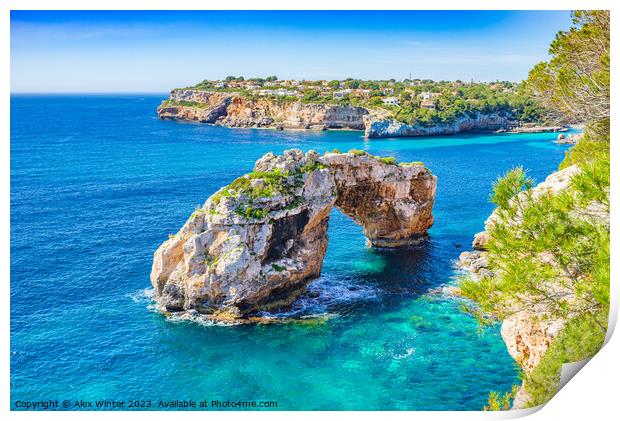 Es Pontas Majorca, natural arch in the southeast of the island of Mallorca Spain Print by Alex Winter