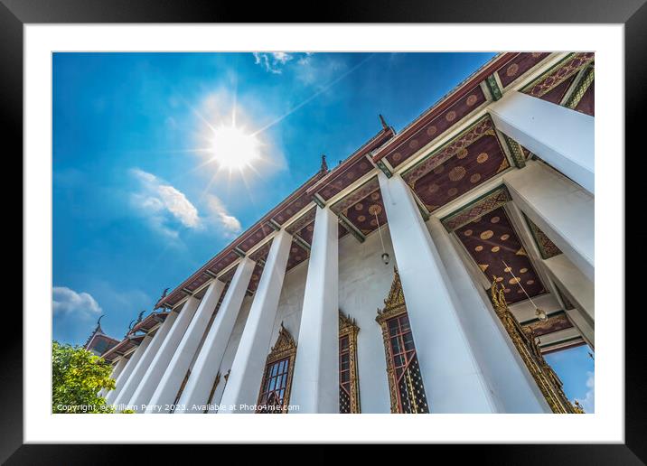 Sun Loha Prasat Hall Wat Ratchanaddaram Bangkok Thailand Framed Mounted Print by William Perry