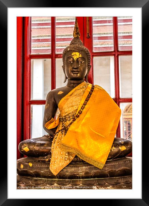 Buddha Loha Prasat Hall Wat Ratchanaddaram Worawihan Bangkok Tha Framed Mounted Print by William Perry