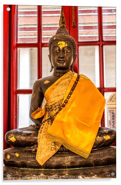 Buddha Loha Prasat Hall Wat Ratchanaddaram Worawihan Bangkok Tha Acrylic by William Perry