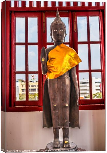 Standing Buddha Loha Prasat Hall Wat Ratchanaddaram Worawihan Ba Canvas Print by William Perry